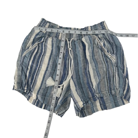Briggs Blue Striped Paper Bag Linen Shorts Size Medium Women’s - Picture 4 of 5